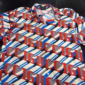 Gucci short button down silk twill